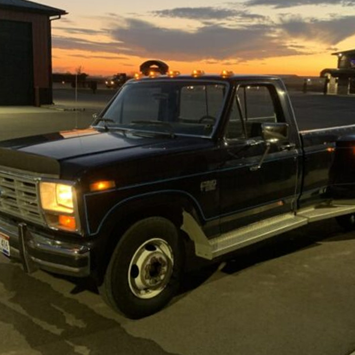classic truck at parking lot and sunset at the background brandon sd
